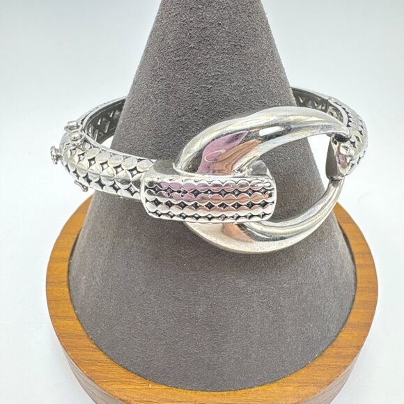 VTG Solid Sterling Silver 925 Belt Buckle Design Cuff Bracelet Size 7.5